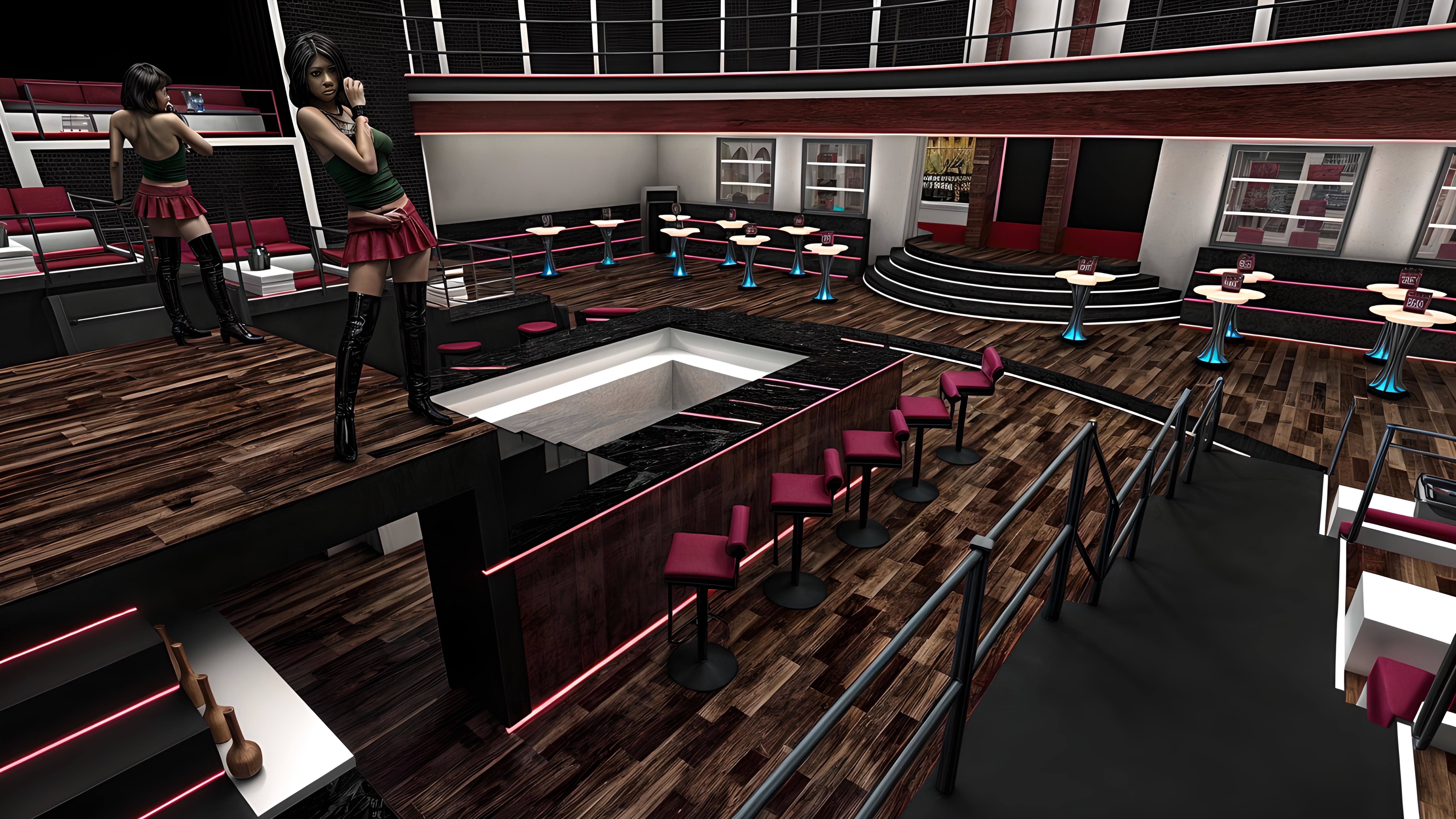 Vibrant and Dynamic Nightclub Design Low-poly 3D model_1