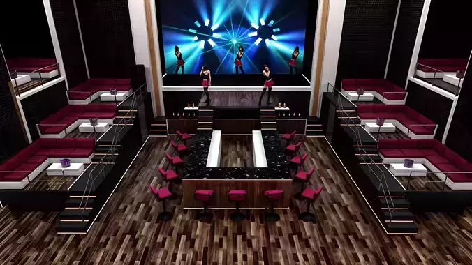 Vibrant and Dynamic Nightclub Design Low-poly 3D model