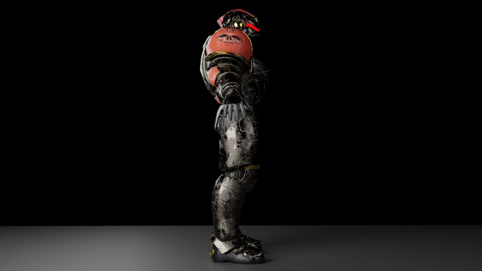 Fantasy Sci-Fi Armoured Character Rigged Blender 3D model_1