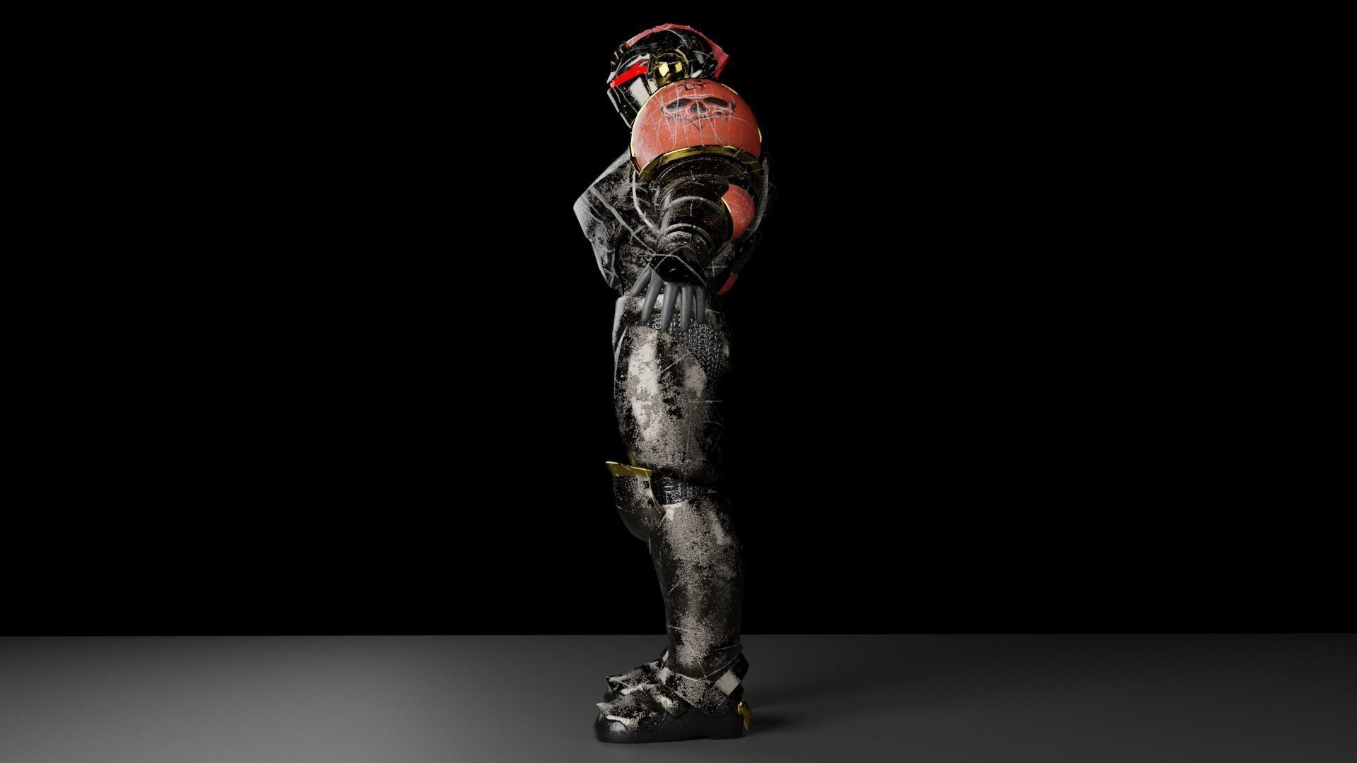 Fantasy Sci-Fi Armoured Character Rigged Blender 3D model_3