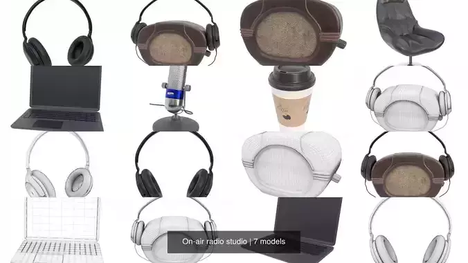 On-air radio studio 3D Model Collection