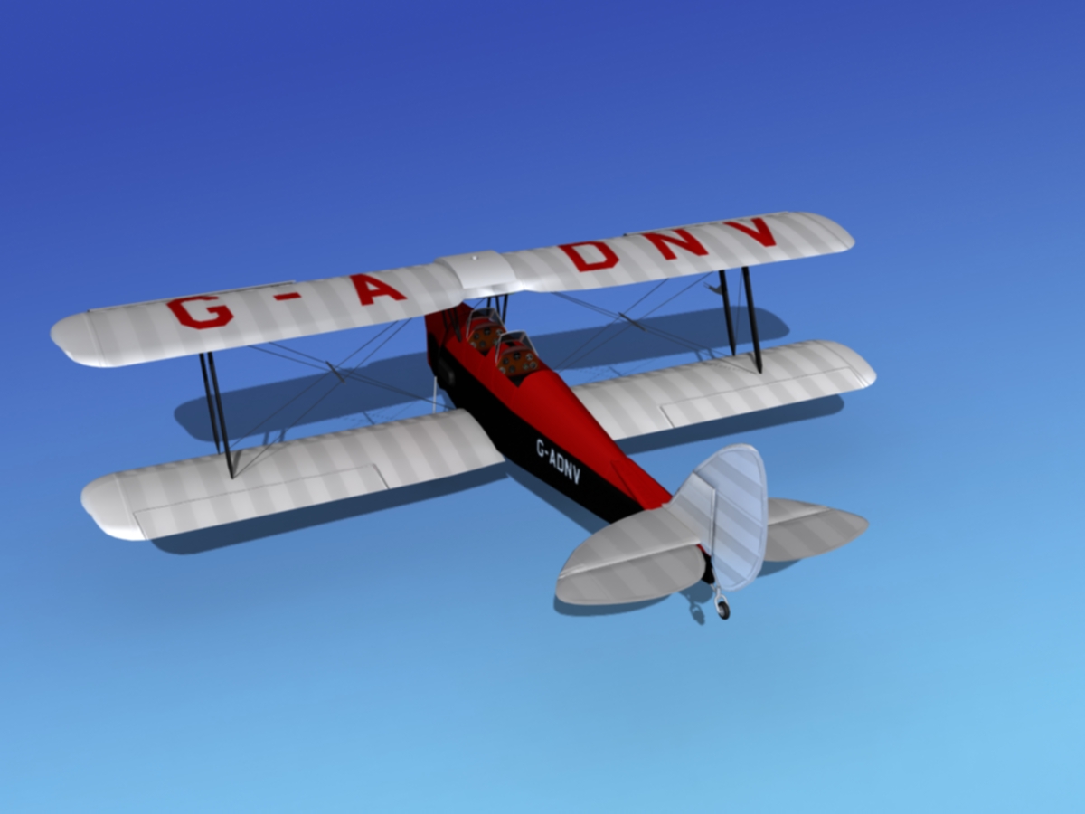 Dehavilland DH82 Tiger Moth V13 3D model_8