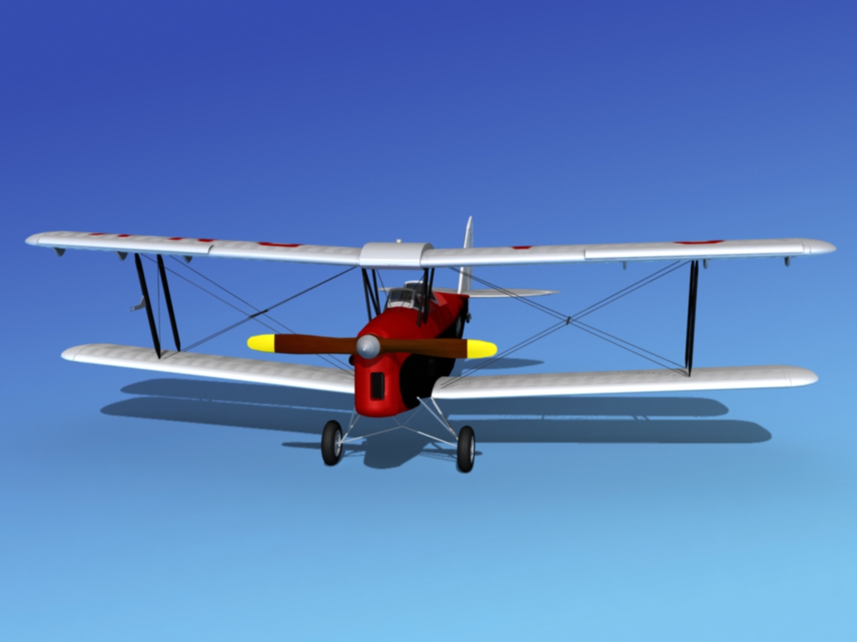 Dehavilland DH82 Tiger Moth V13 3D model_2