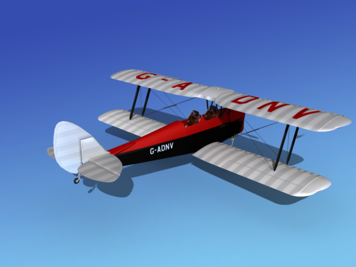 Dehavilland DH82 Tiger Moth V13 3D model_7