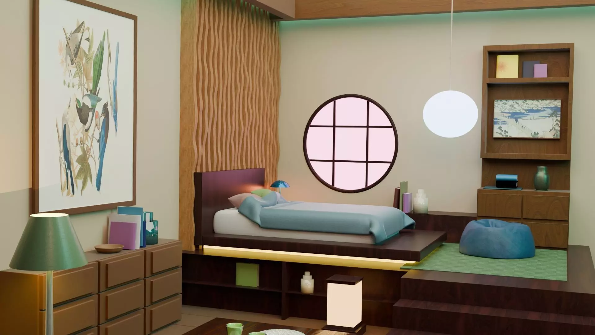 Japanese Isometric Bedroom 3D print model_0