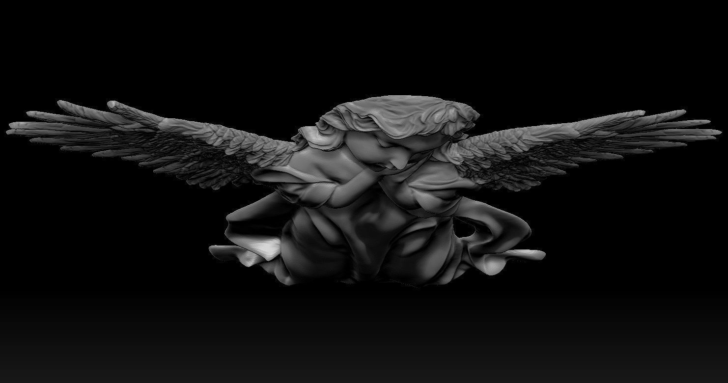 3D CNC carved relief model of Kneeling Angel of Mercy 3D print model_21