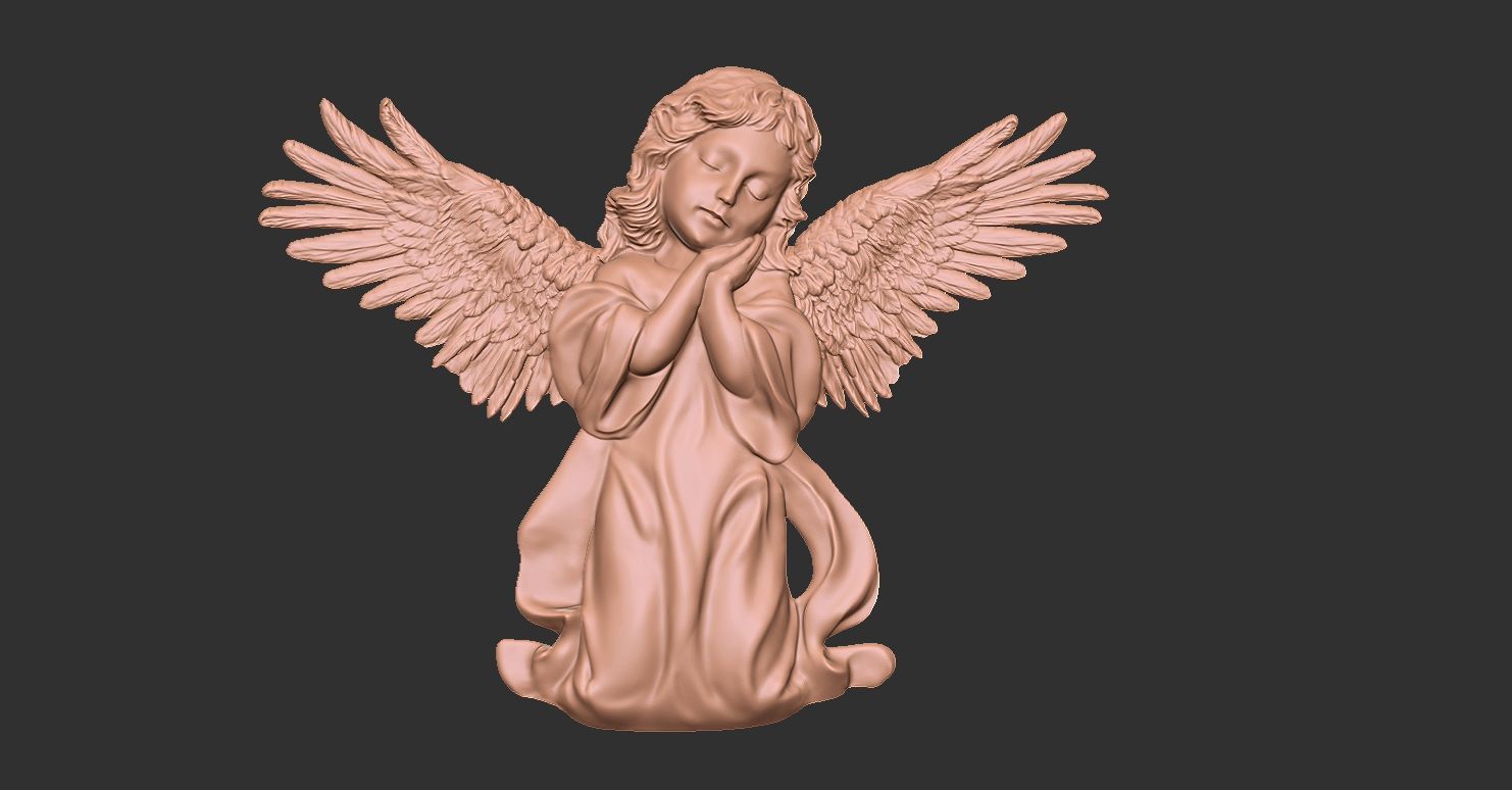 3D CNC carved relief model of Kneeling Angel of Mercy 3D print model_29