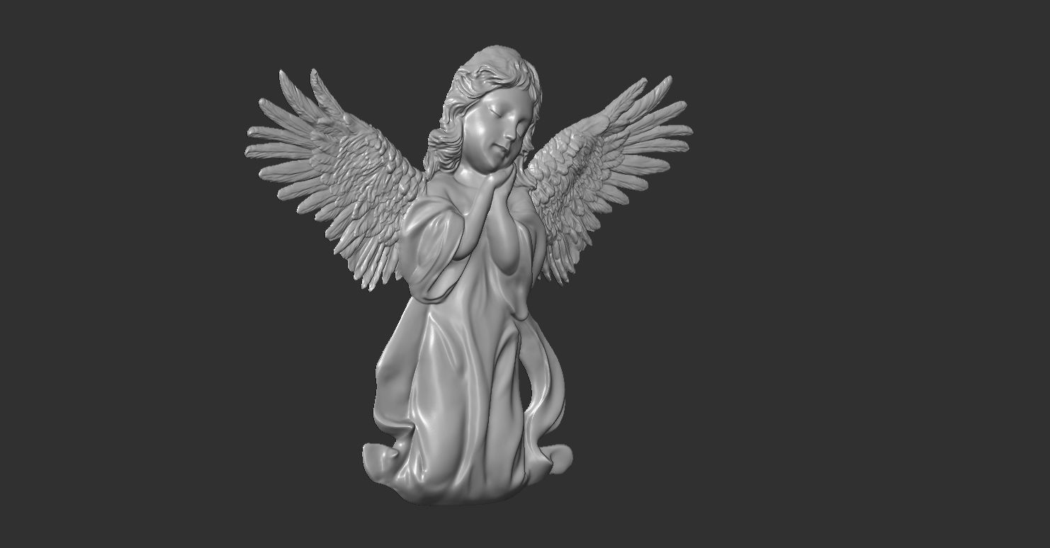 3D CNC carved relief model of Kneeling Angel of Mercy 3D print model_24