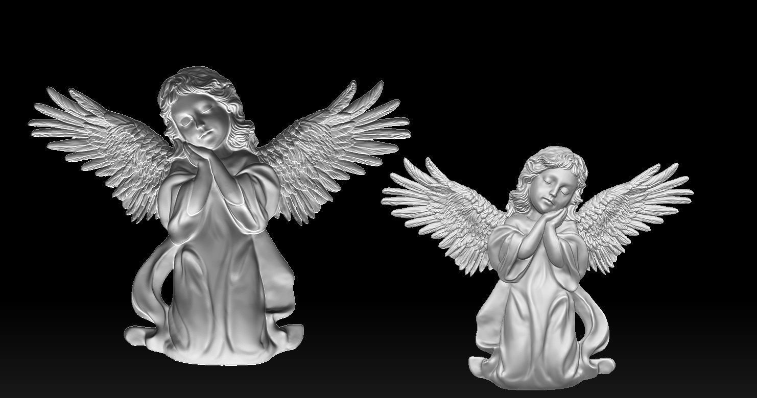 3D CNC carved relief model of Kneeling Angel of Mercy 3D print model_2