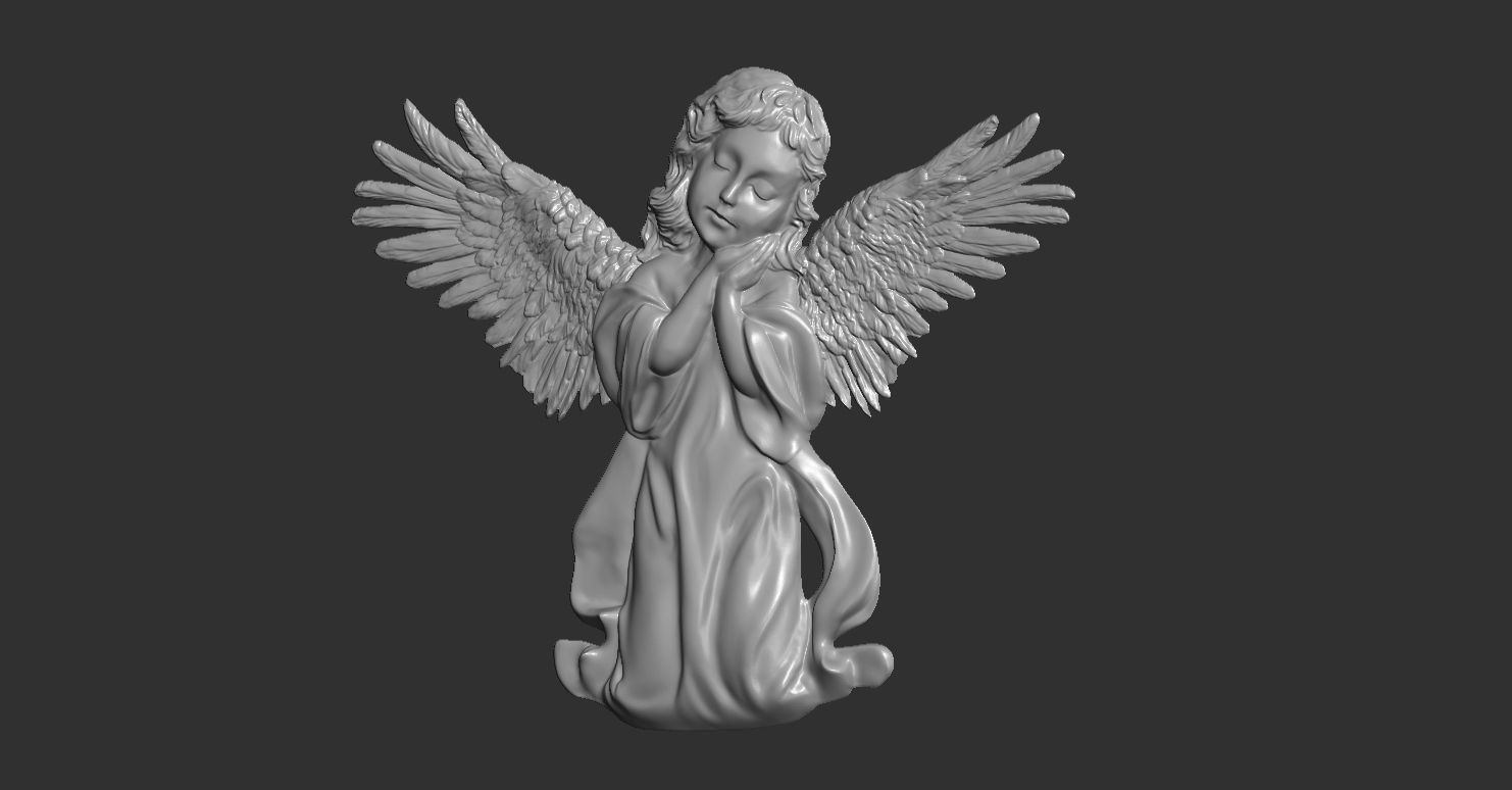3D CNC carved relief model of Kneeling Angel of Mercy 3D print model_8