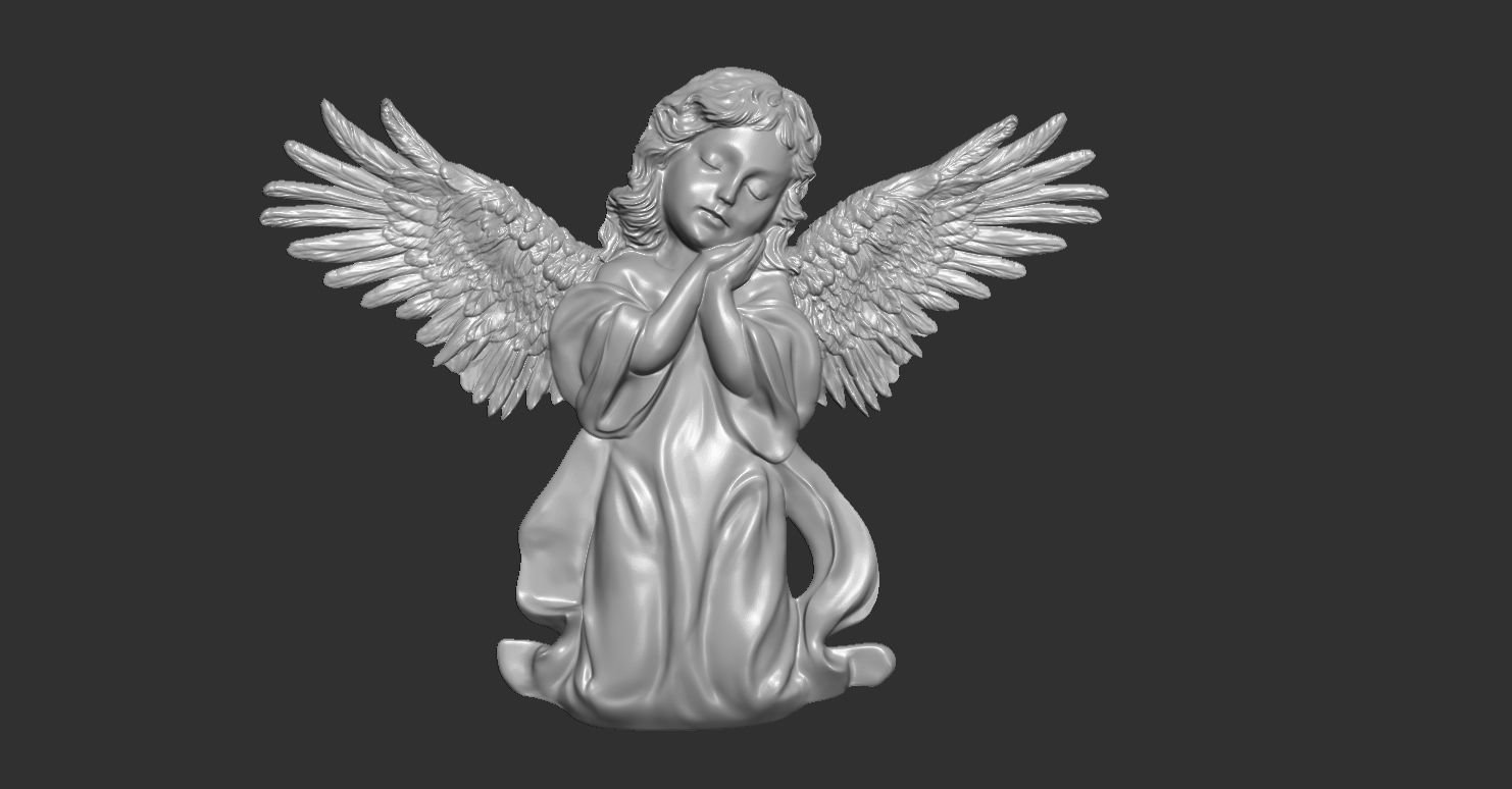3D CNC carved relief model of Kneeling Angel of Mercy 3D print model_11