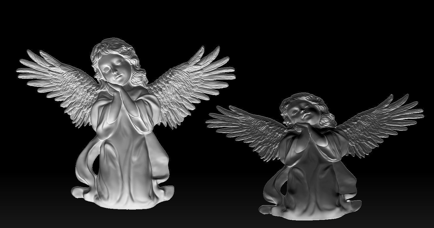 3D CNC carved relief model of Kneeling Angel of Mercy 3D print model_25