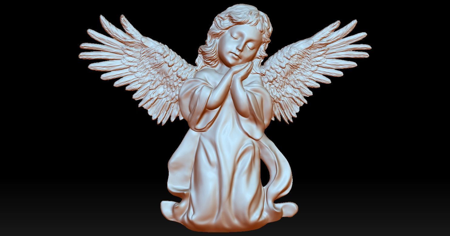3D CNC carved relief model of Kneeling Angel of Mercy 3D print model_16