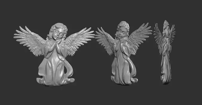 3D CNC carved relief model of Kneeling Angel of Mercy