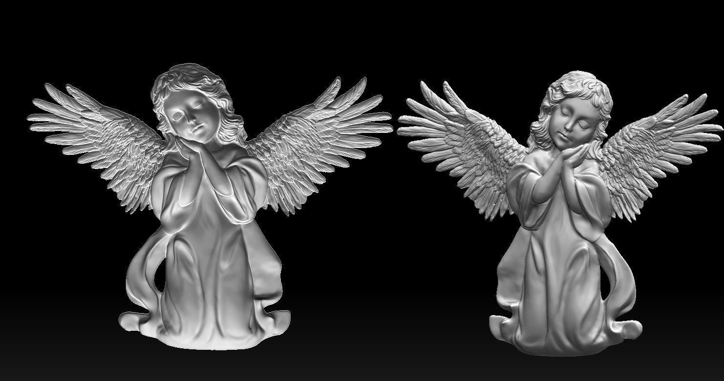 3D CNC carved relief model of Kneeling Angel of Mercy 3D print model_3