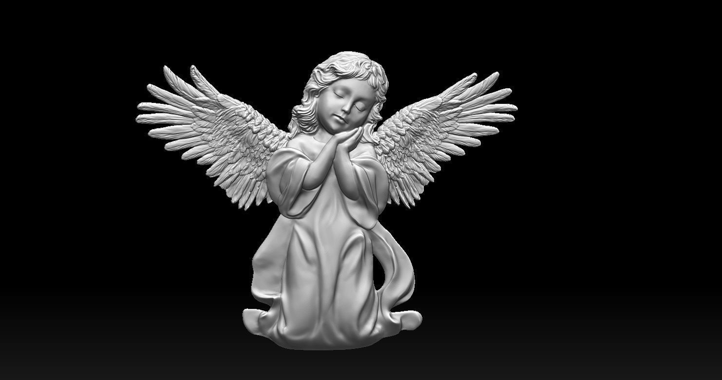 3D CNC carved relief model of Kneeling Angel of Mercy 3D print model_27
