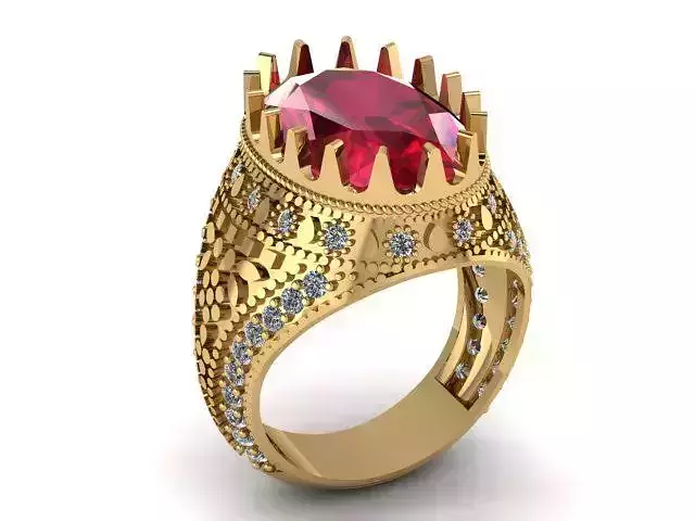 Hip Hop King Style Ring For Men 3d Printable Model