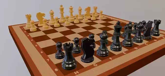 3D Wooden Chess Set