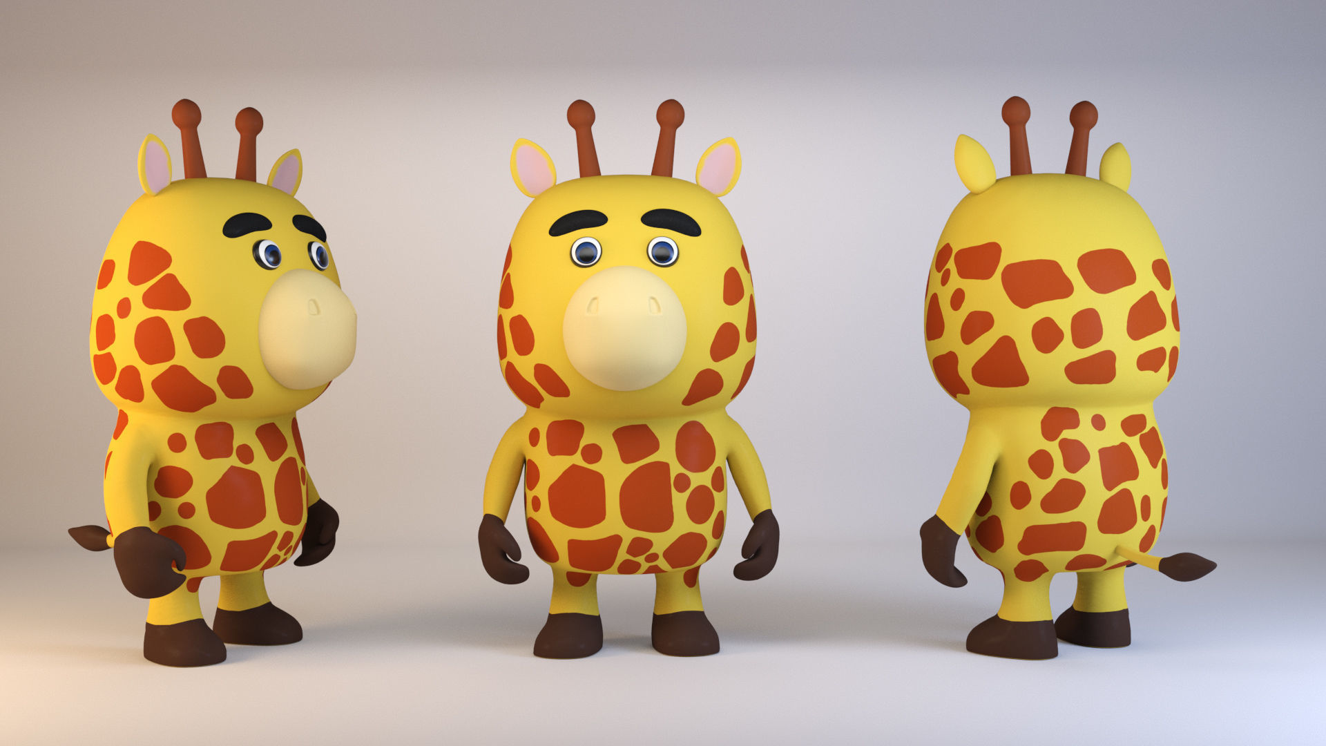 Cartoonish Humanoid Giraffe Character Low-poly 3D model Low-poly 3D model_6