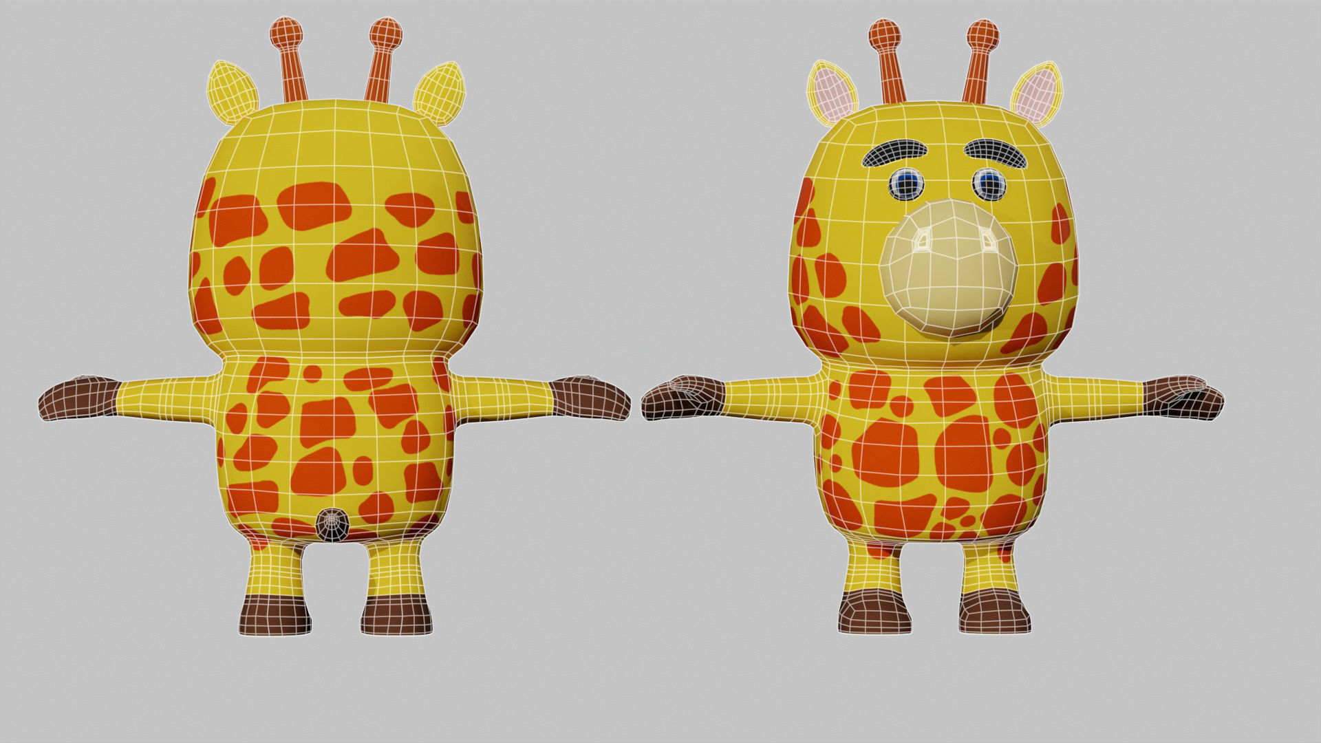 Cartoonish Humanoid Giraffe Character Low-poly 3D model Low-poly 3D model_7