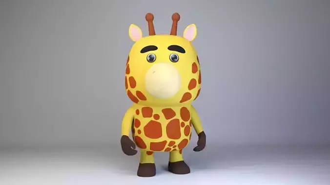Cartoonish Humanoid Giraffe Character Low-poly 3D model