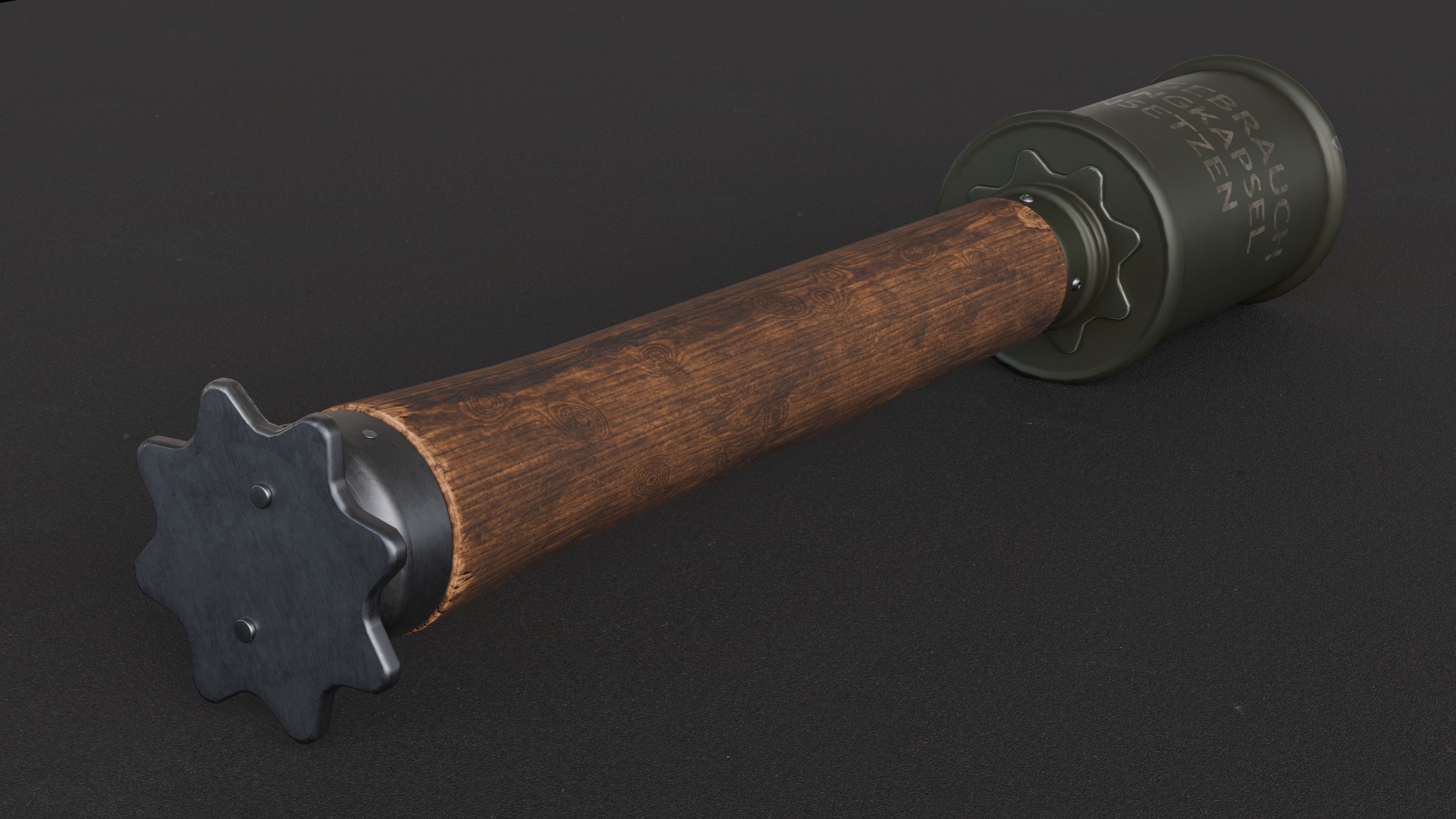 Stielhandgranate Low-poly 3D model_1
