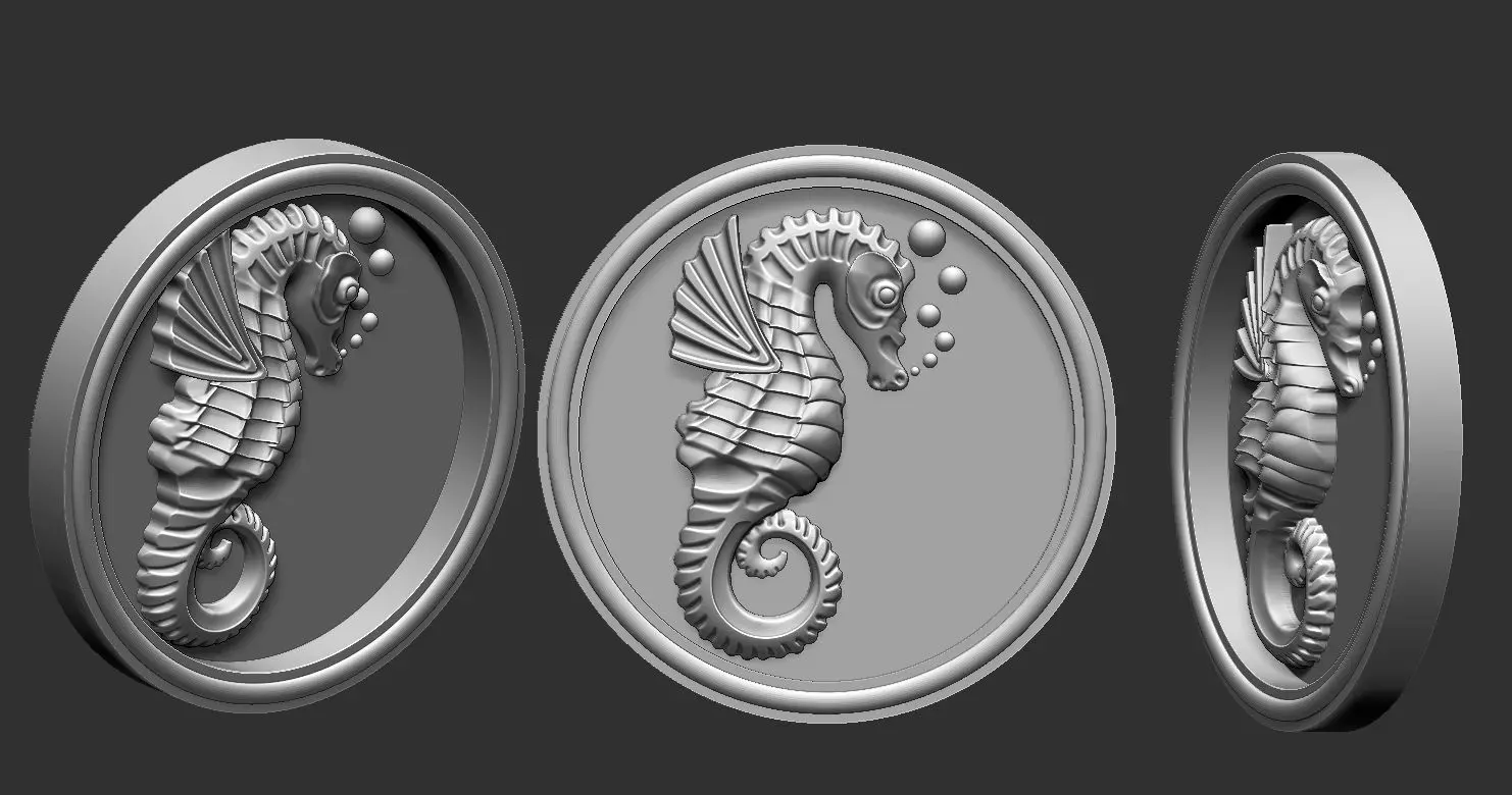 Seahorse pendant 3D print model 3D print model