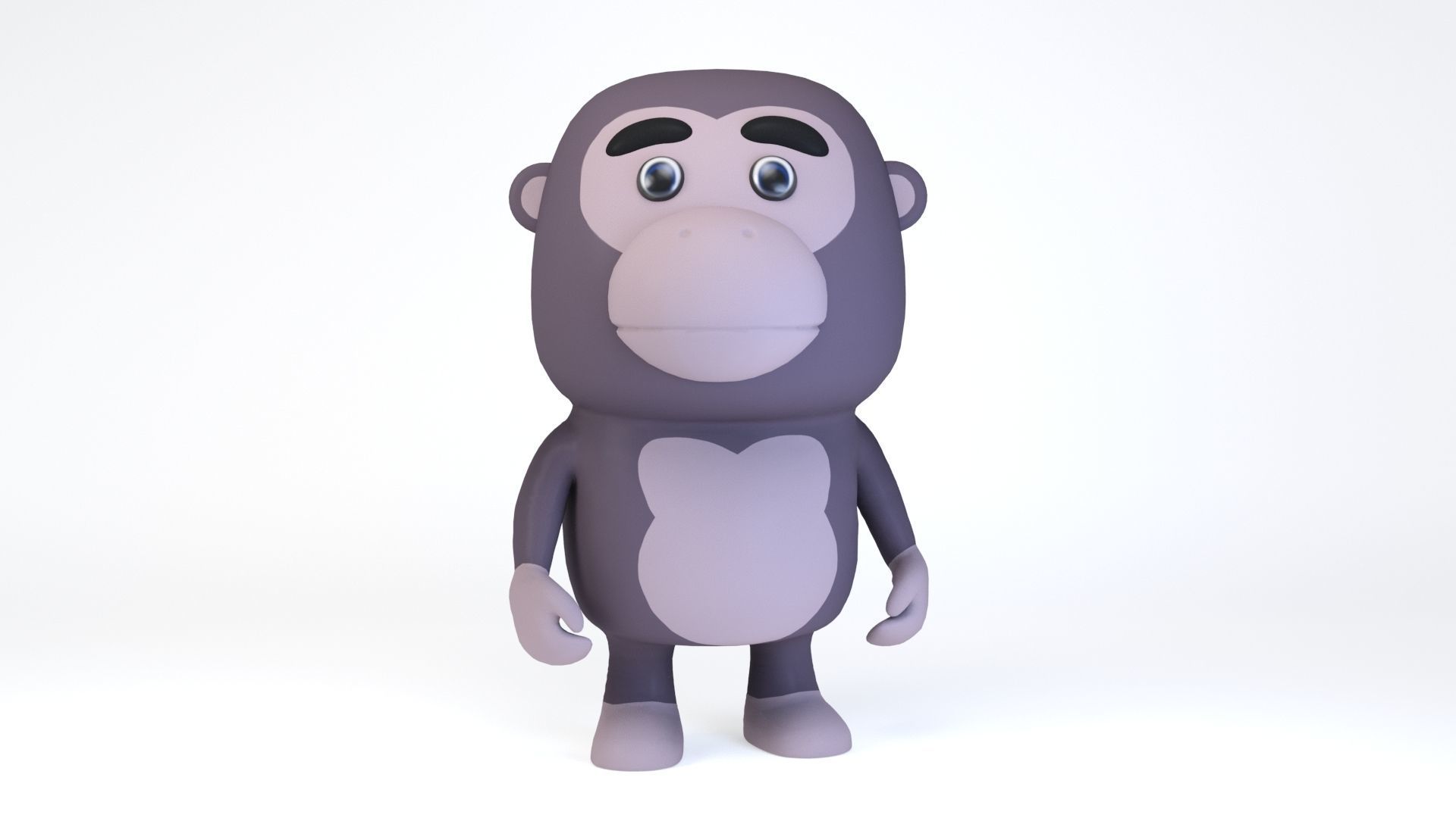 Cartoonish Humanoid Gorilla Character Low-poly 3D model Low-poly 3D model_1