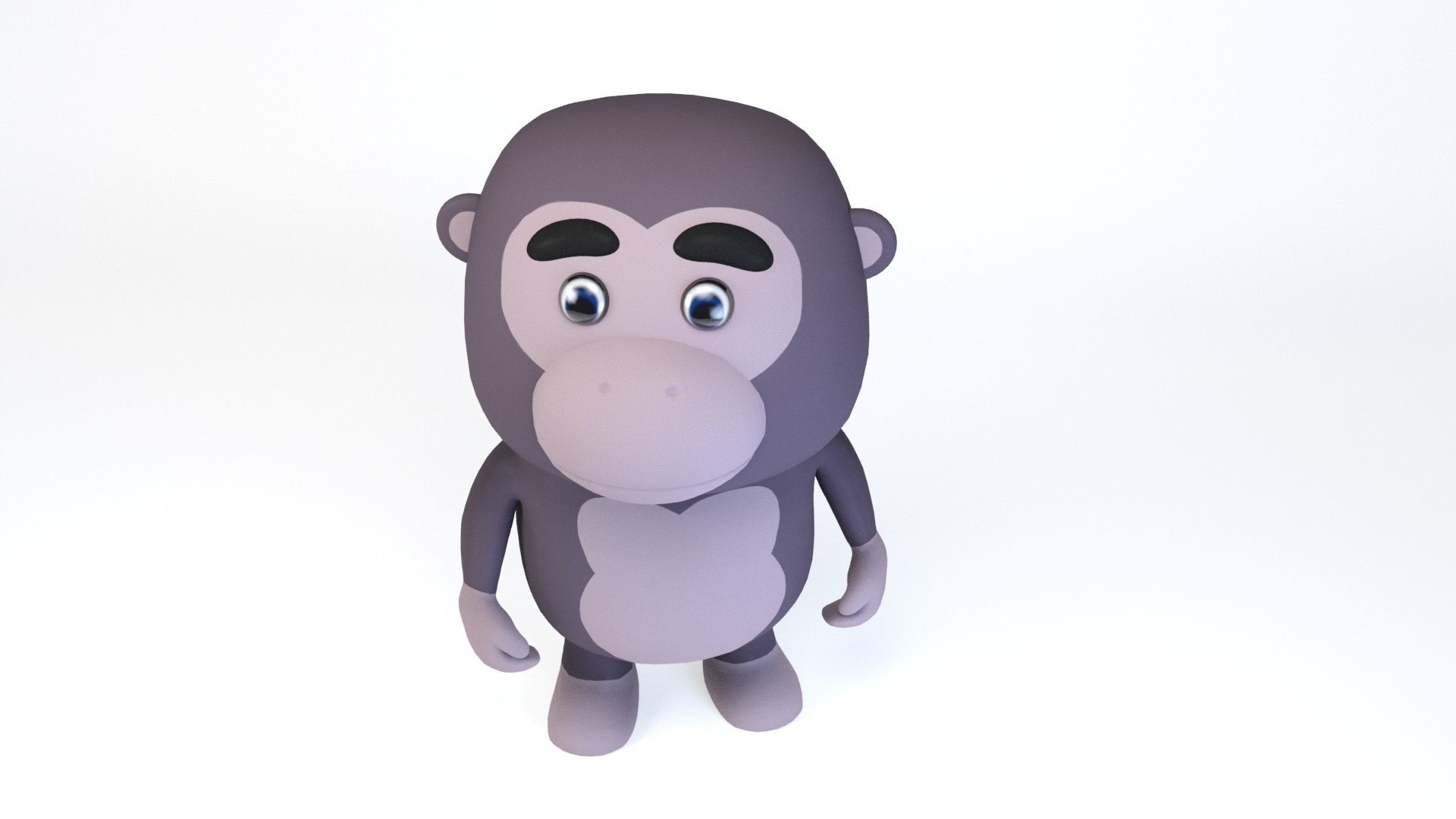 Cartoonish Humanoid Gorilla Character Low-poly 3D model Low-poly 3D model_6