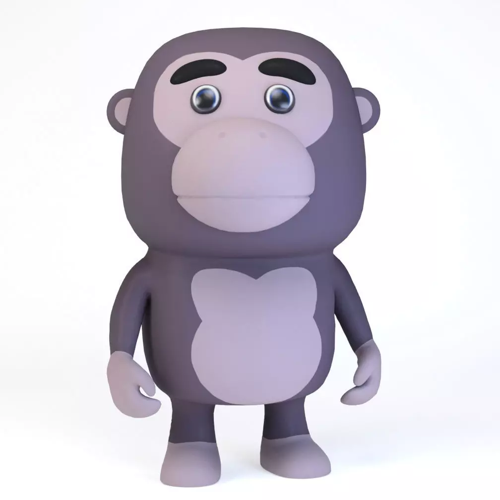 Cartoonish Humanoid Gorilla Character Low-poly 3D model Low-poly 3D model_0