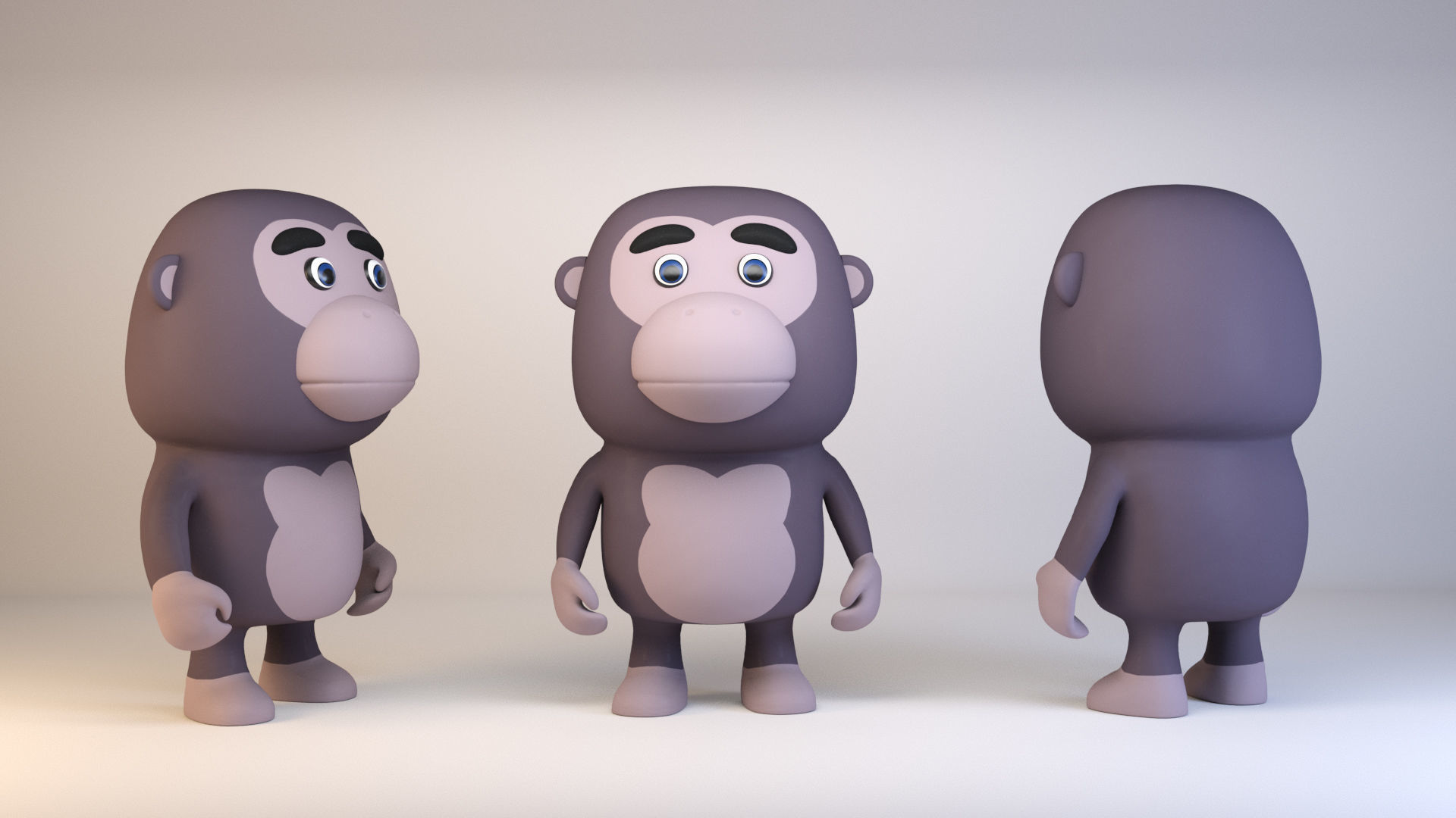 Cartoonish Humanoid Gorilla Character Low-poly 3D model Low-poly 3D model_7