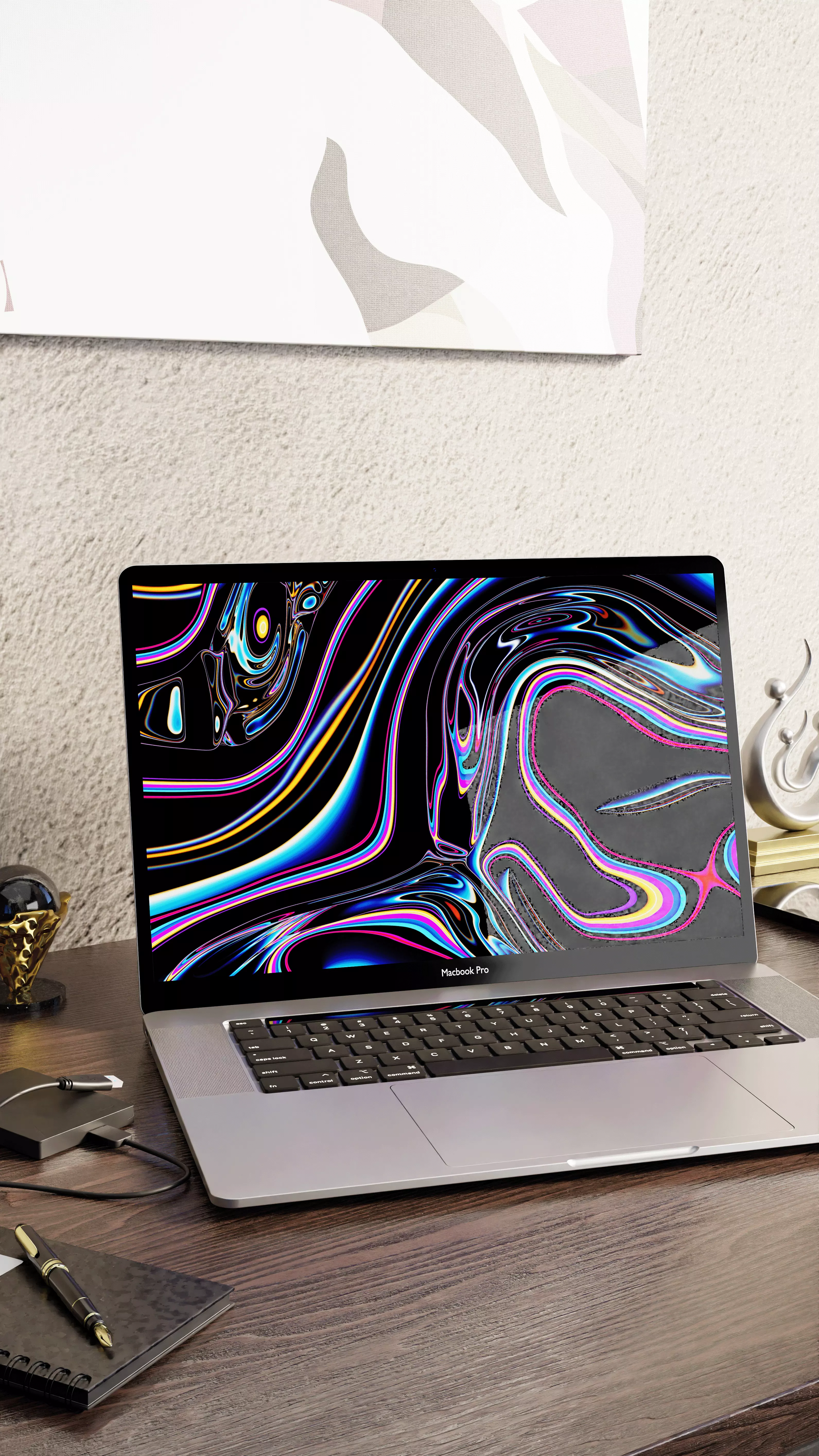 MacBook in the office Free low-poly 3D model