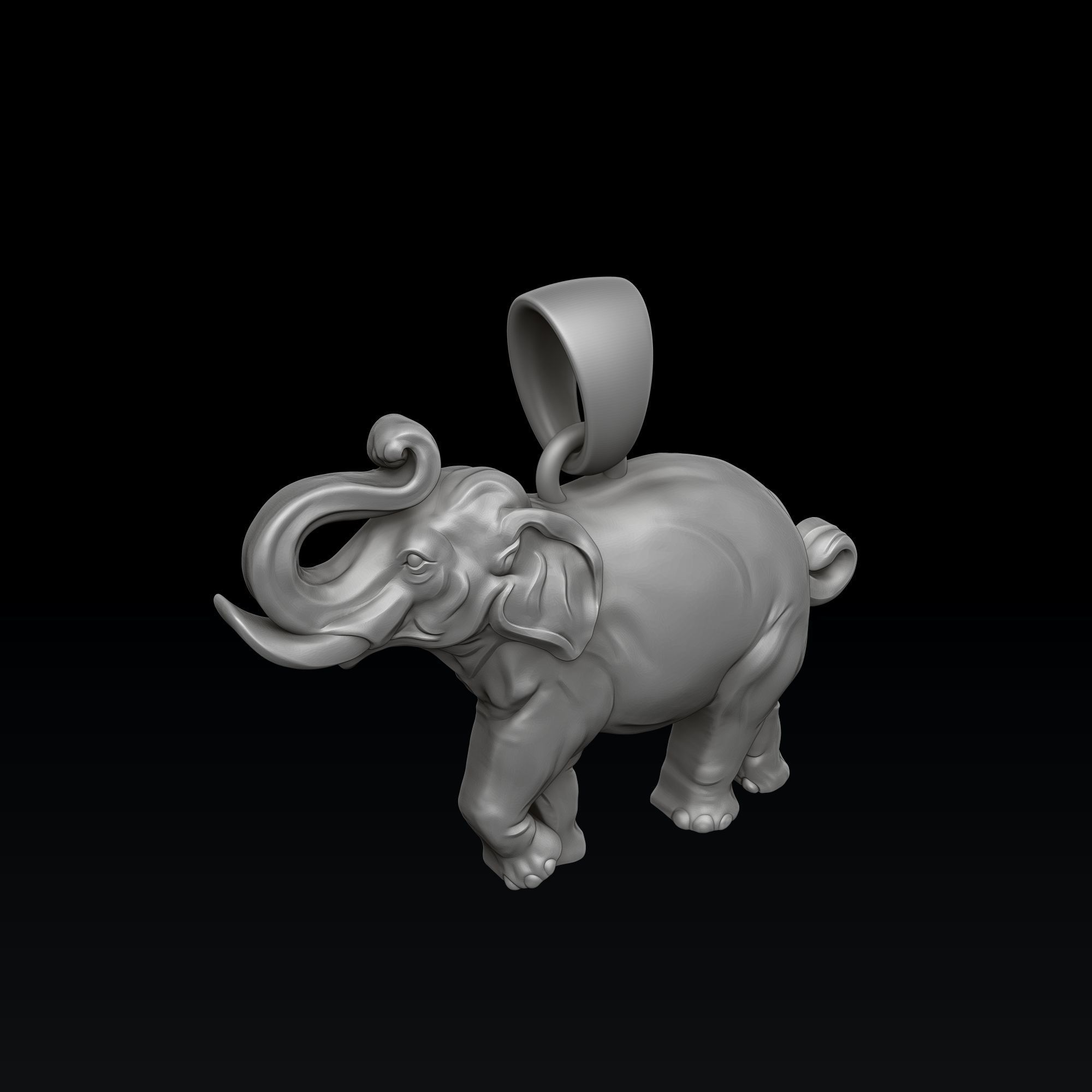 Elephant Pendant 3D print model_2