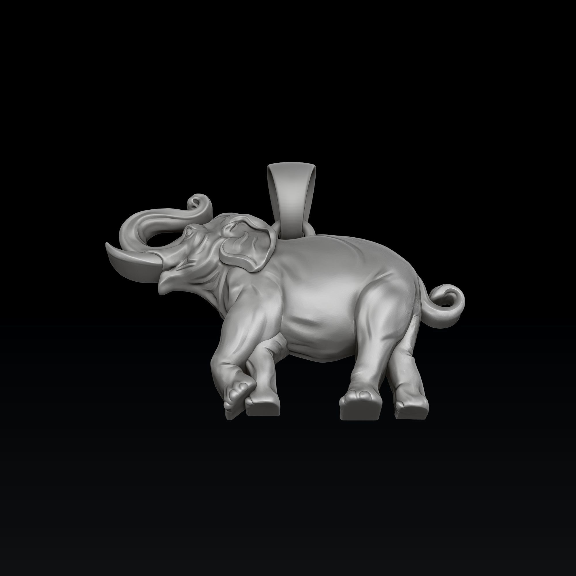 Elephant Pendant 3D print model_3