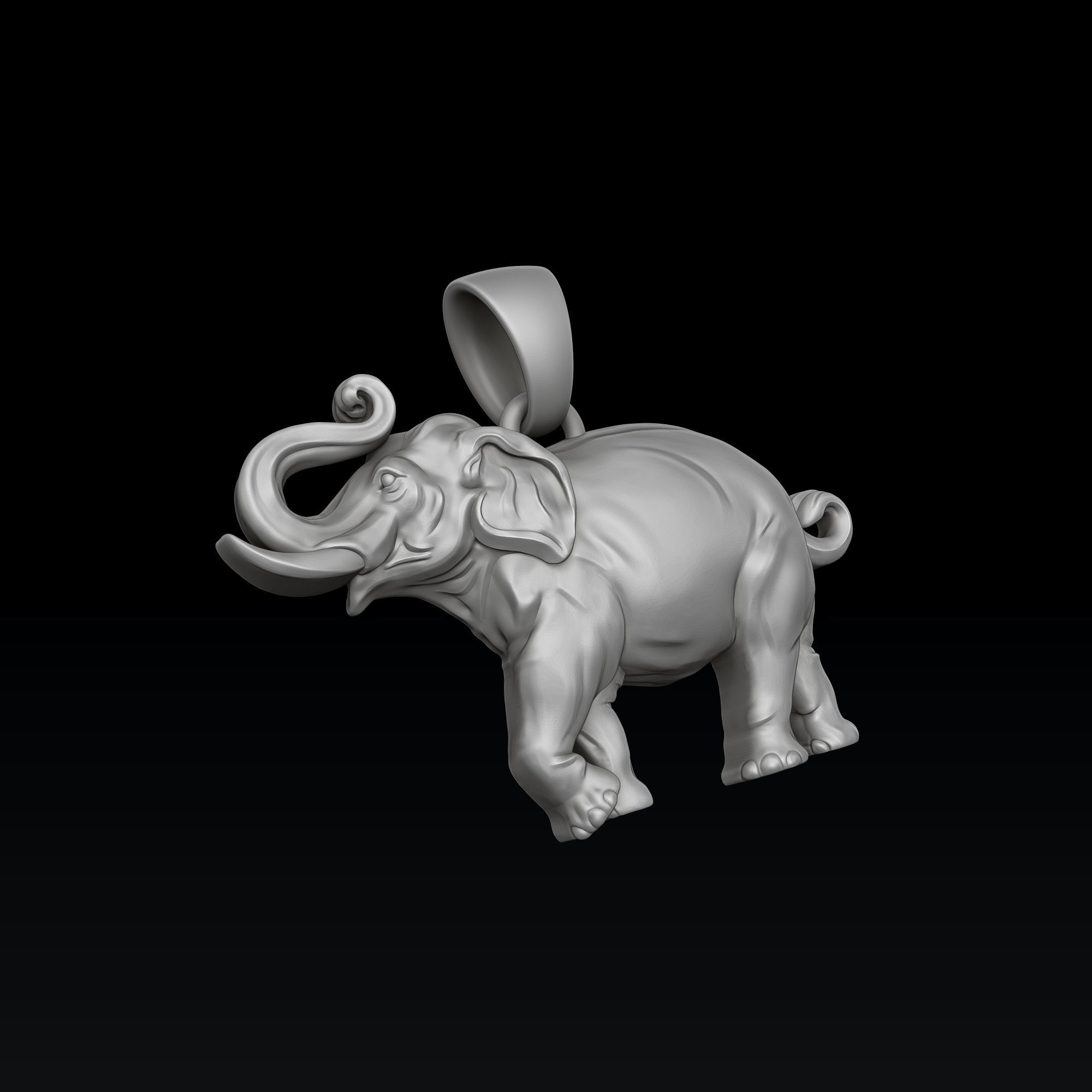 Elephant Pendant 3D print model_6