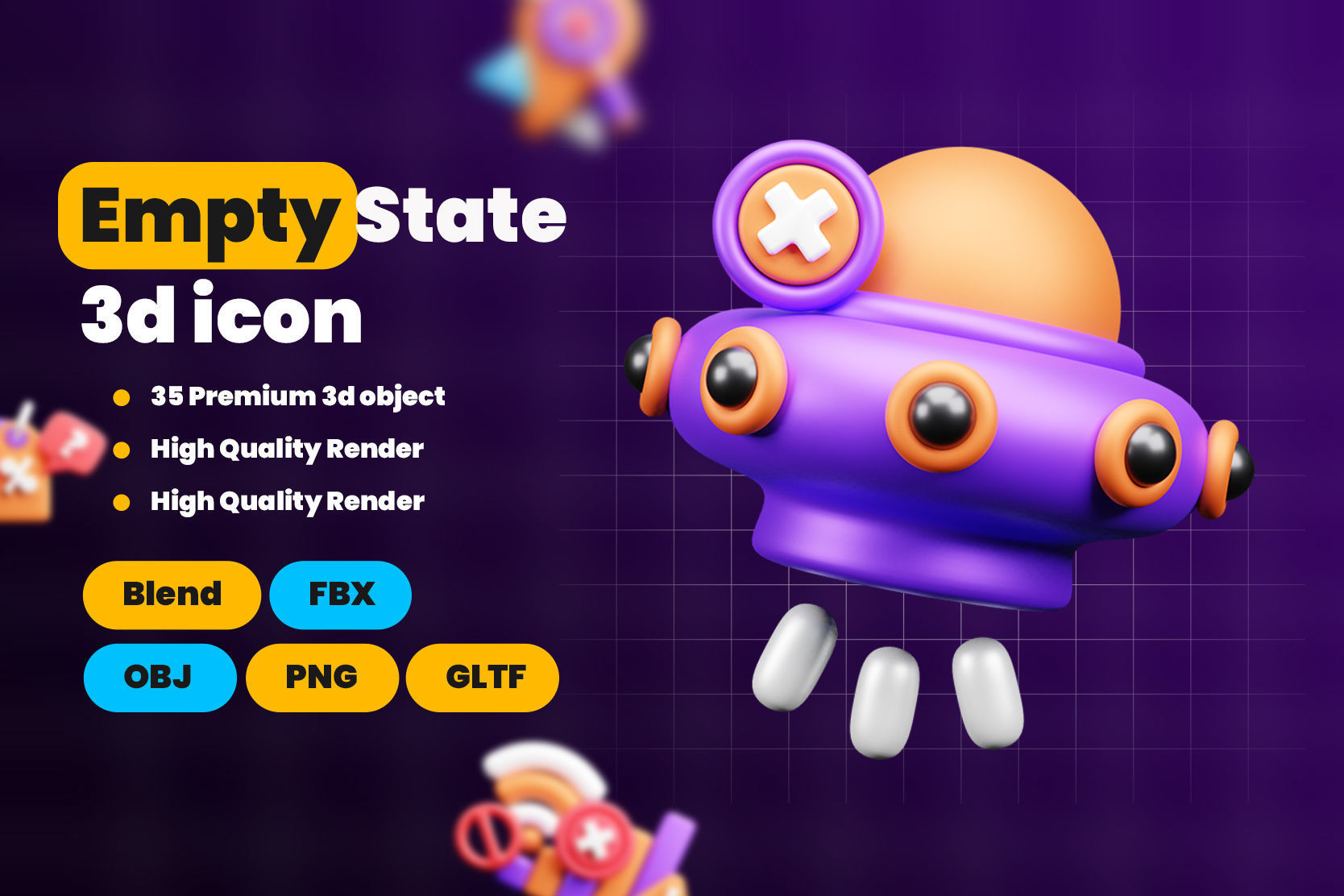 Empty State 3d Illustration  Icon Pack 3D model_1