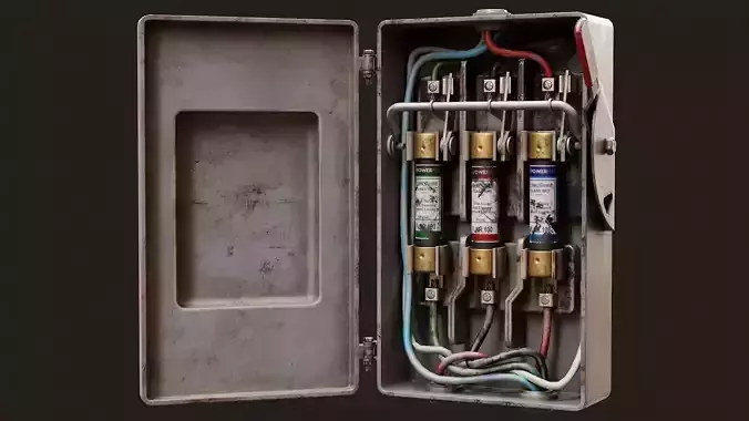 Low Poly PBR Fuse Box Low-poly 3D model