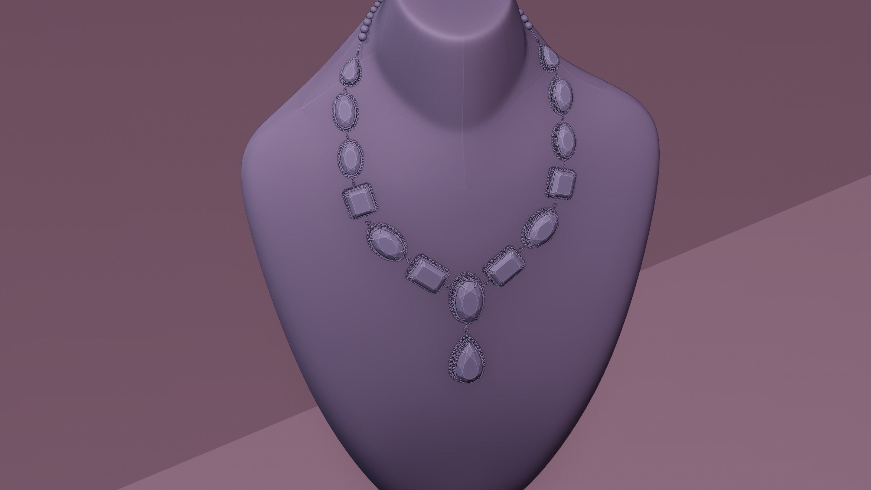 Mughal necklace Emerald and diamond 3D model_10