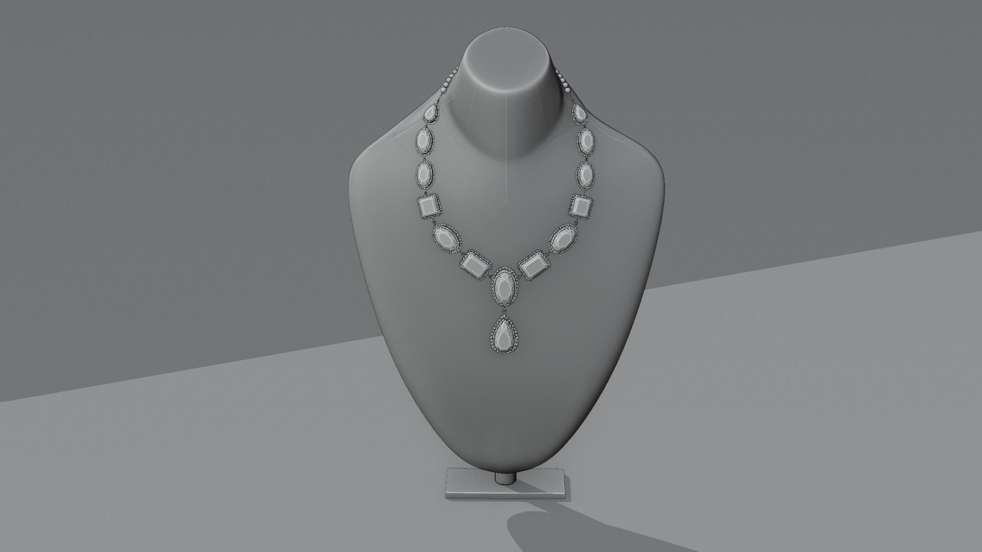 Mughal necklace Emerald and diamond 3D model_11