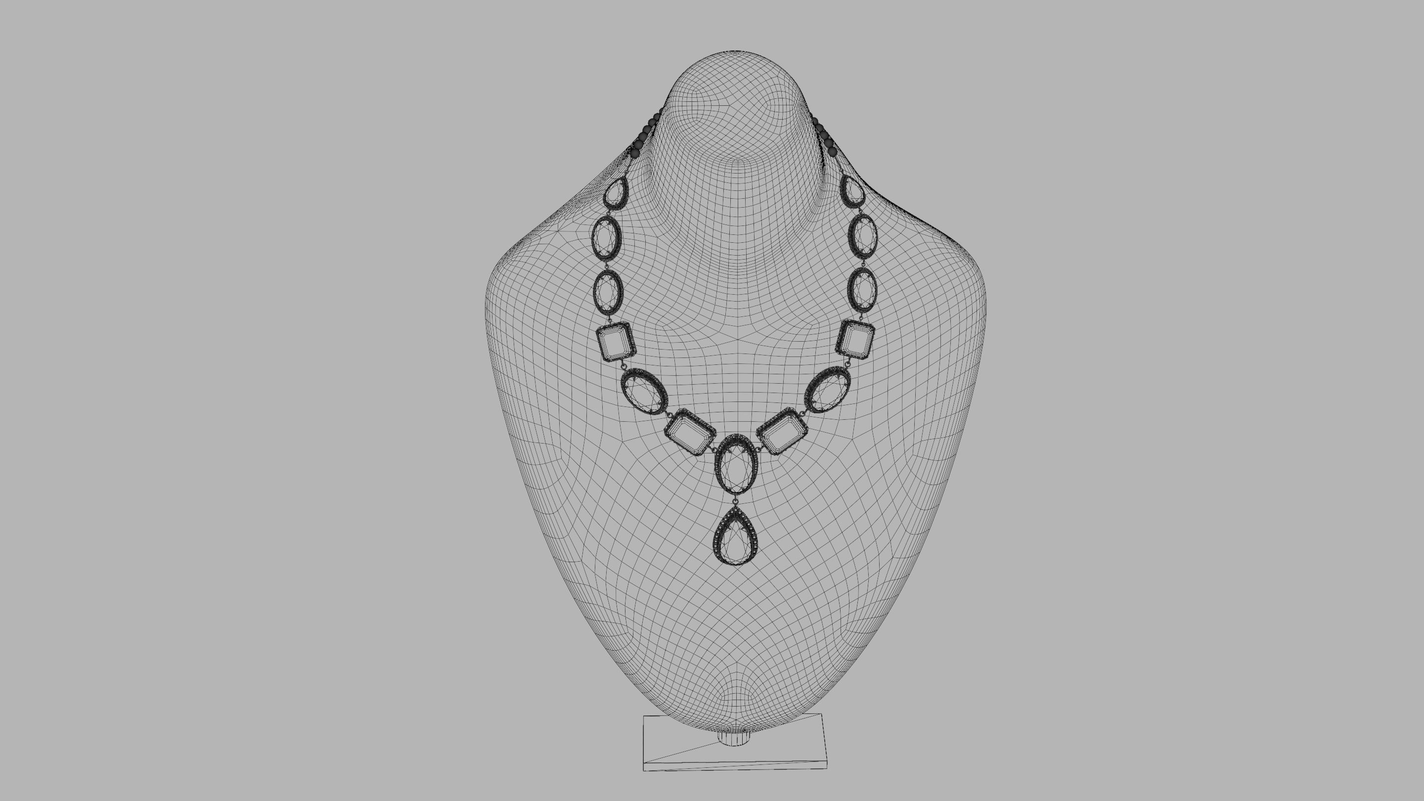 Mughal necklace Emerald and diamond 3D model_15