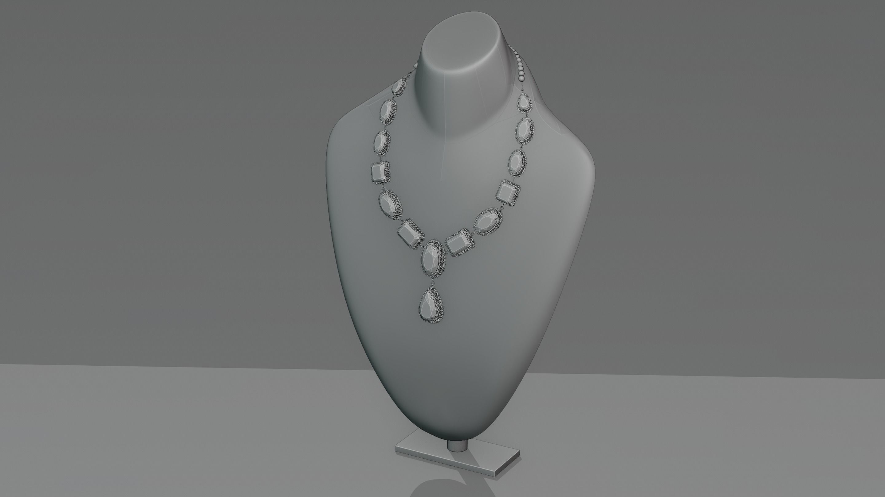 Mughal necklace Emerald and diamond 3D model_12