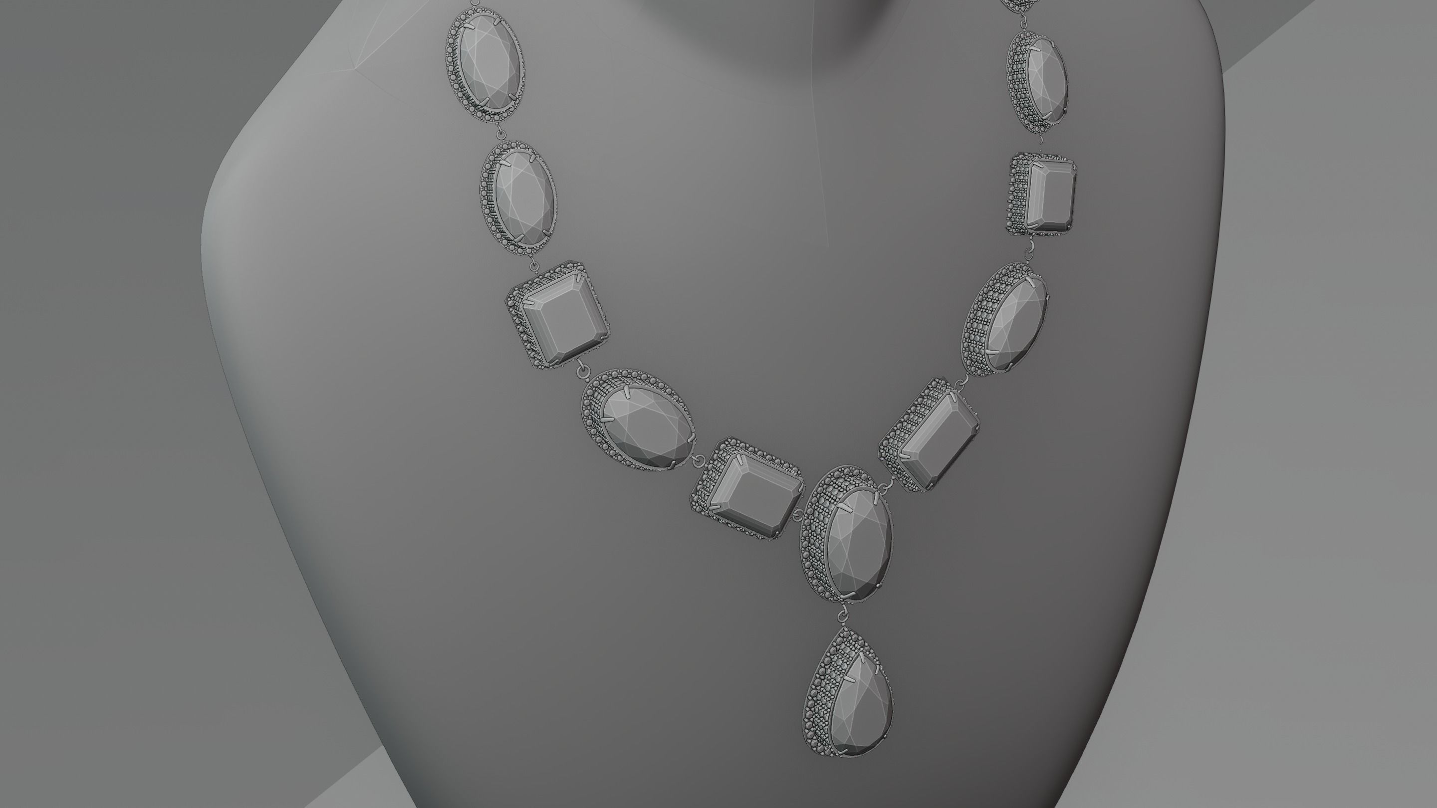 Mughal necklace Emerald and diamond 3D model_13