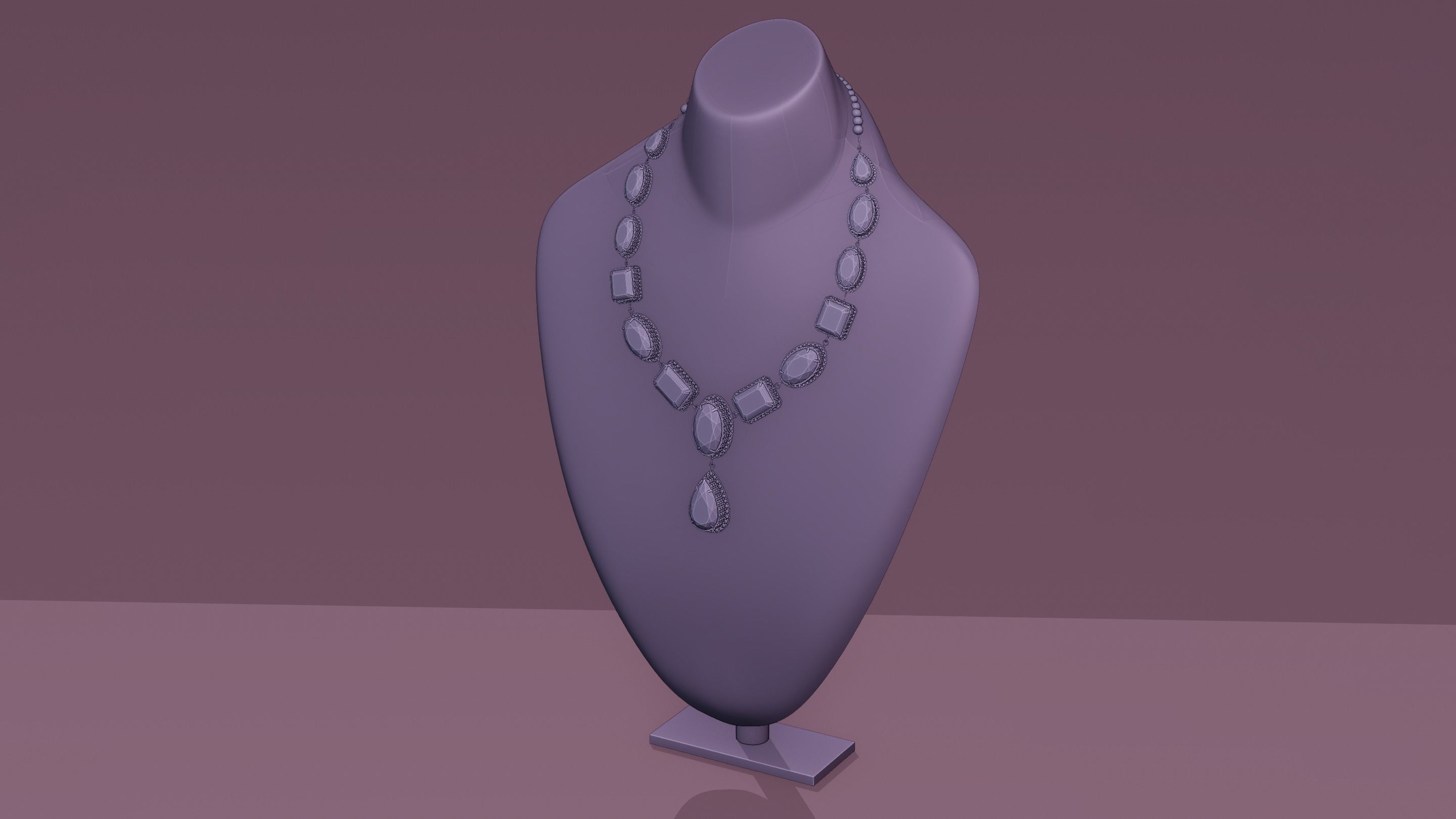 Mughal necklace Emerald and diamond 3D model_9