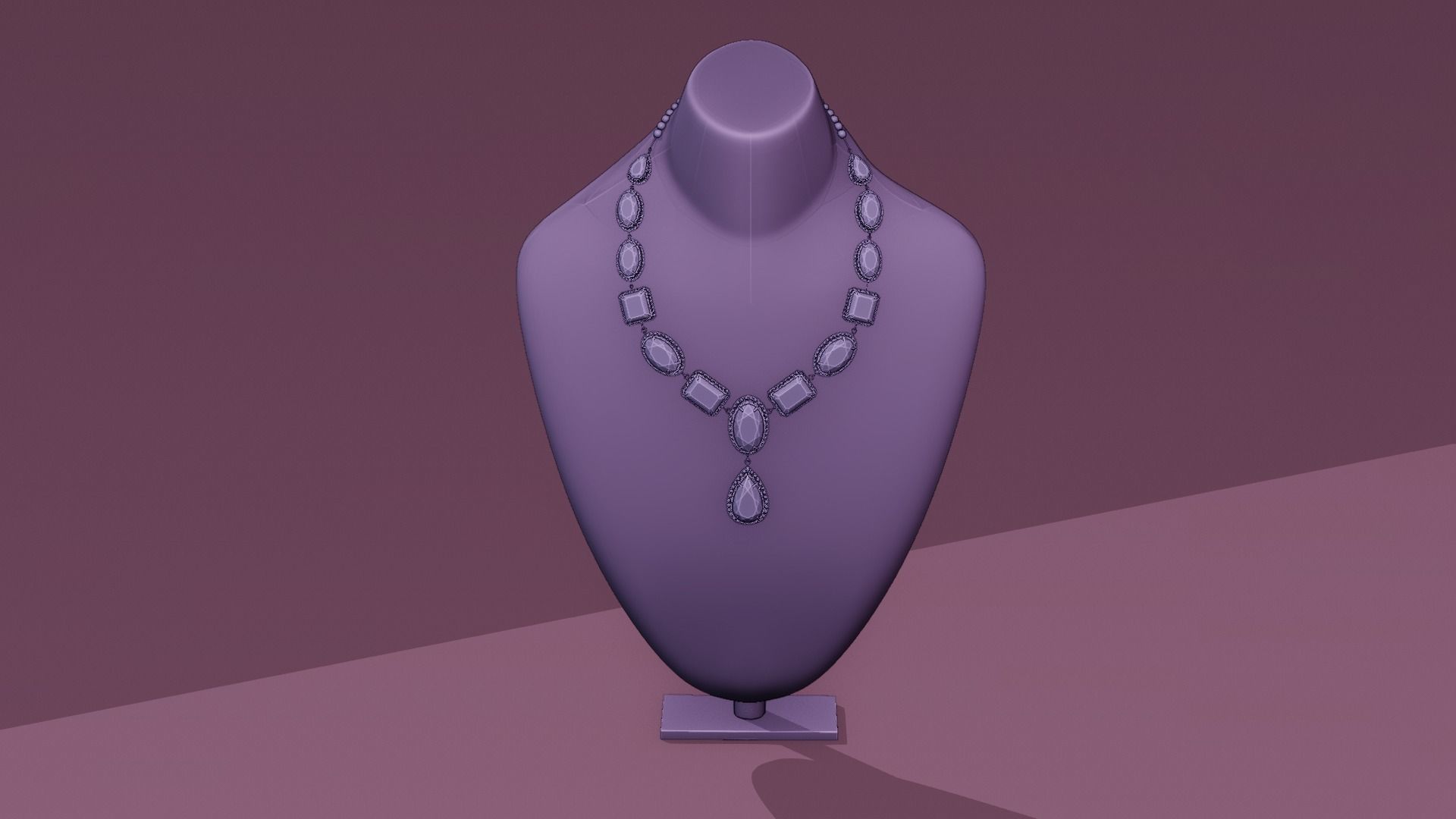 Mughal necklace Emerald and diamond 3D model_8