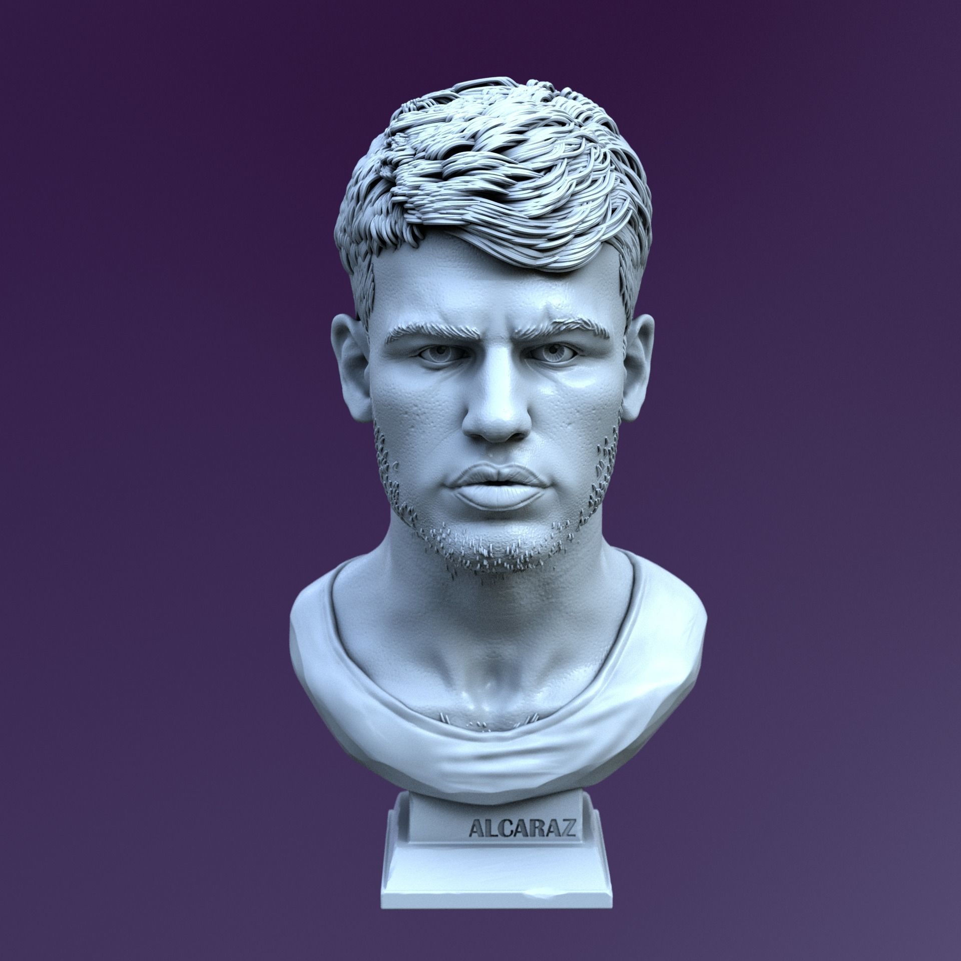 Carlos Alcaraz bust for 3D printing 3D print model_1