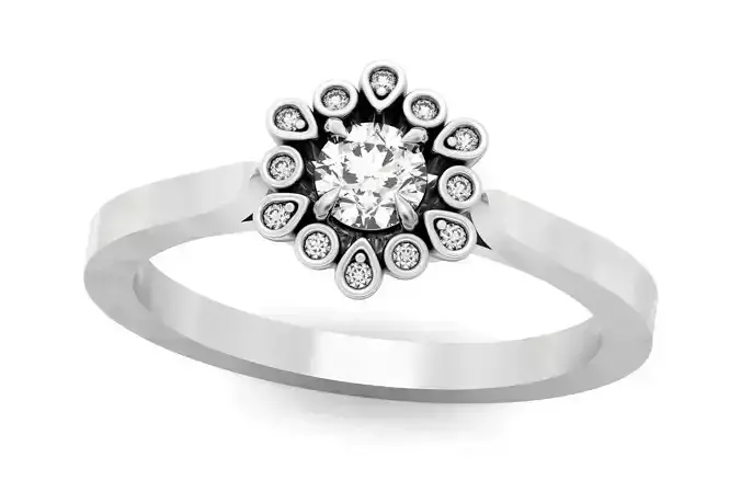 Round Halo Engagement ring sunflower 1229