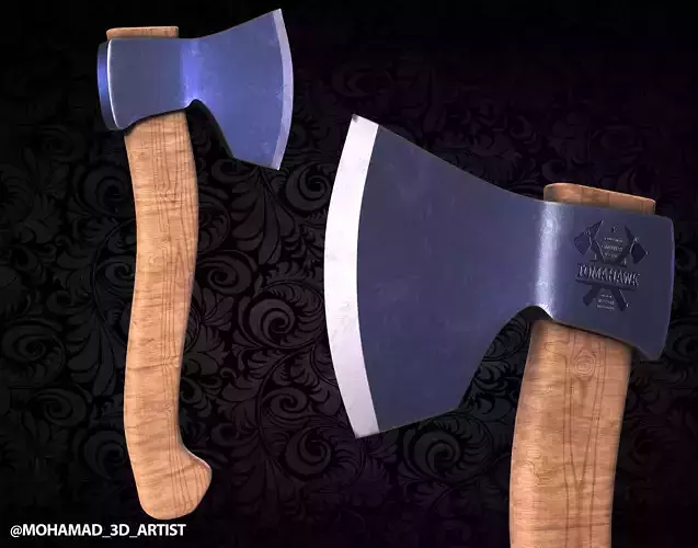 wooden axe Free low-poly 3D model