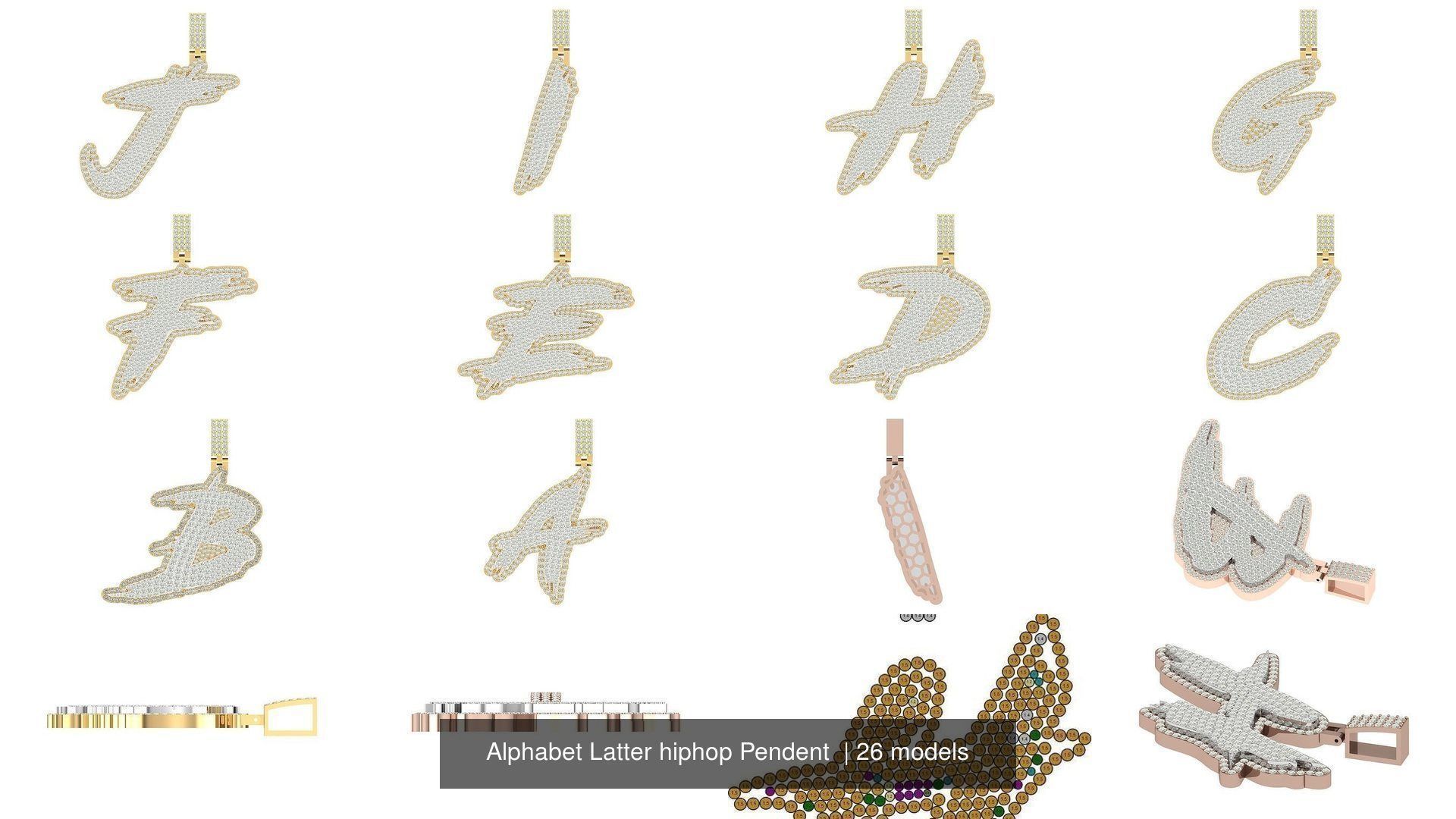 Alphabet Latter hiphop Pendent  3D Model Collection_3