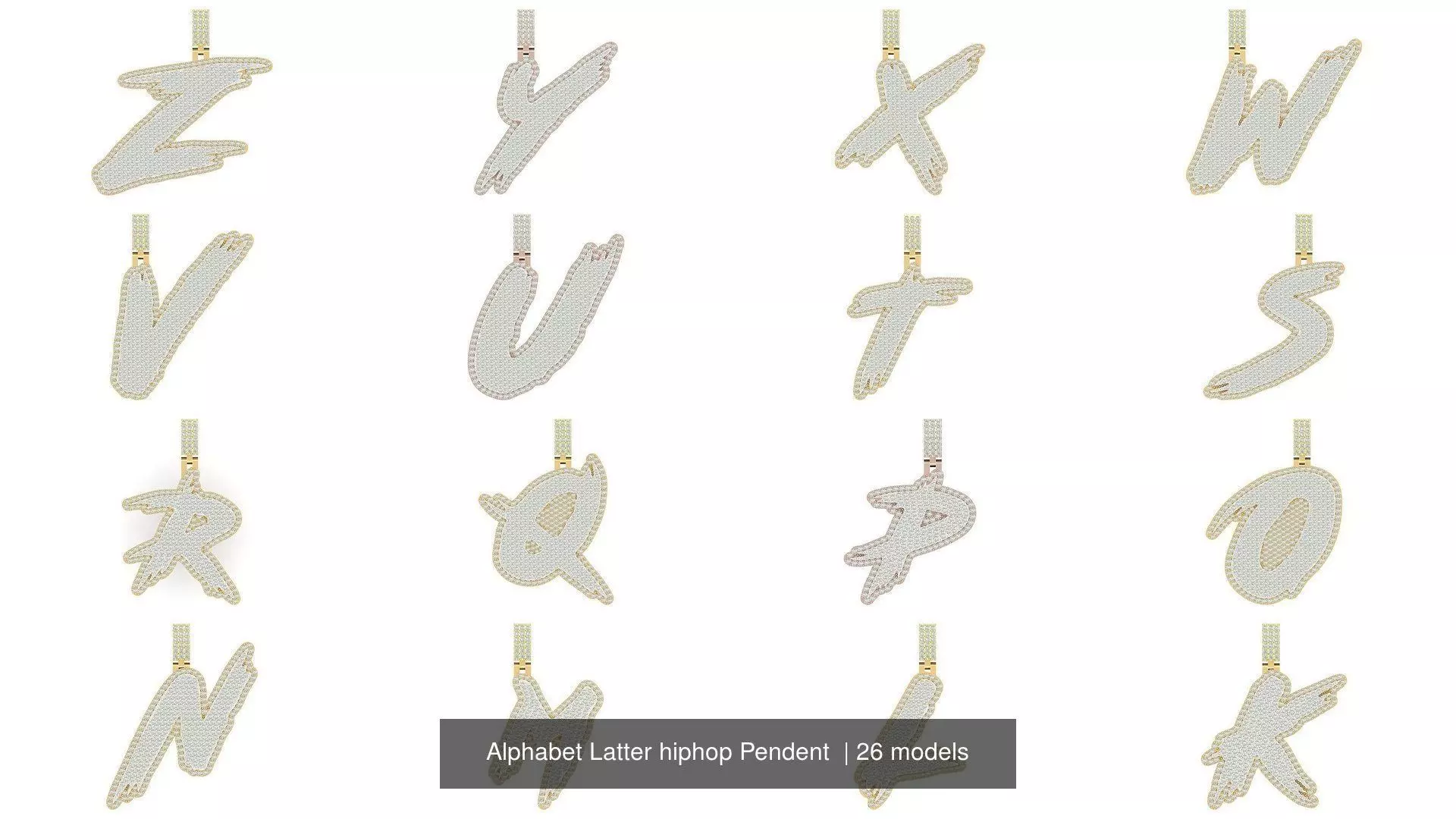 Alphabet Latter hiphop Pendent  3D Model Collection_1