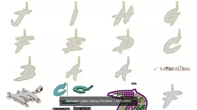 Alphabet Latter hiphop Pendent  3D Model Collection
